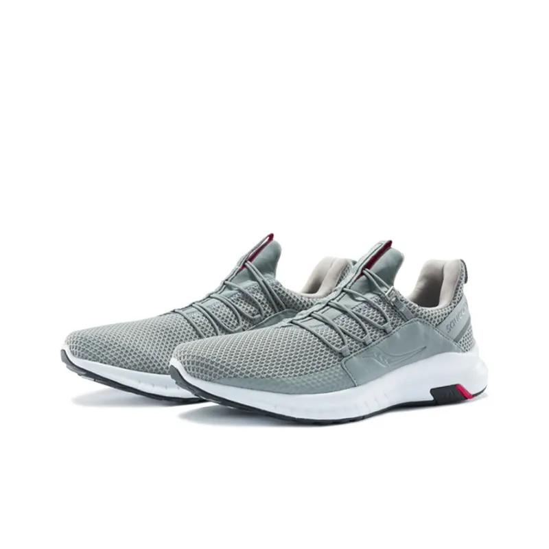 Saucony Cushioning Anti-Slip Wear-Resistant Breathable Supportive Lightweight Low-Top Running Shoes Men's Gray White-2