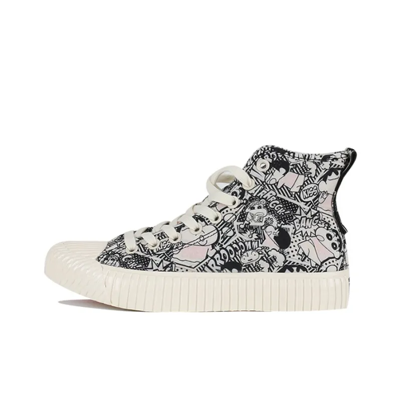 Crayon Shinchan x Kappa Anti-Slip And Wear-Resistant Lightweight High-Top Canvas Shoes Unisex Black-0