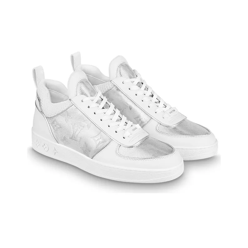 LOUIS VUITTON Boombo Low Top Stylish Skateboarding Shoes Women's Silver White-2