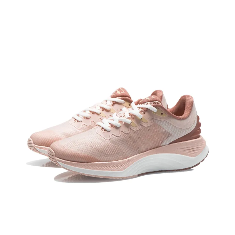 LiNing YueYing Cushioned Wear Resistant Slip Resistant Low Top Running Shoes Women's Peach Orange Pink-2