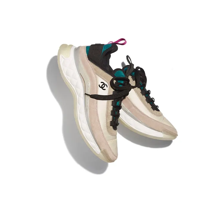 CHANEL Women's Velvet Calfskin & Mixed Fibers Sneaker 'Beige Pink' Women's-2