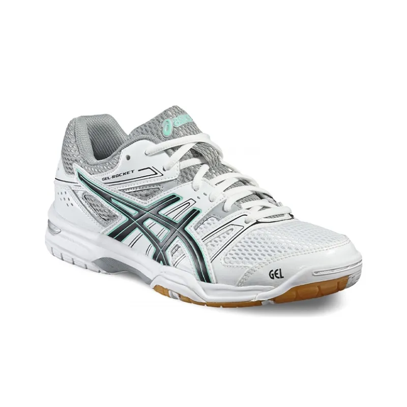 Asics Gel-Rocket 7 Cushioned Wear-Resistant Slip-Resistant Low-Top Running Shoes Women's White Black-2