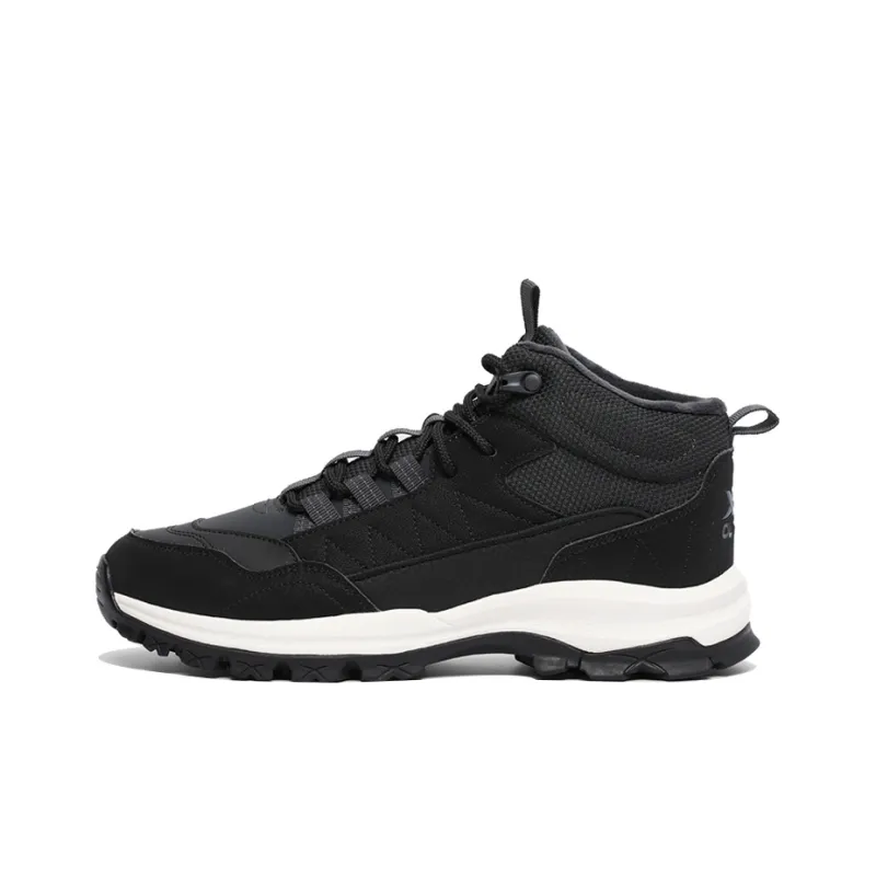 XTEP Cushioned Anti-Slip Wear-Resistant Breathable Lightweight Mid-Top Outdoor Shoes Men's Black Gray Color-0