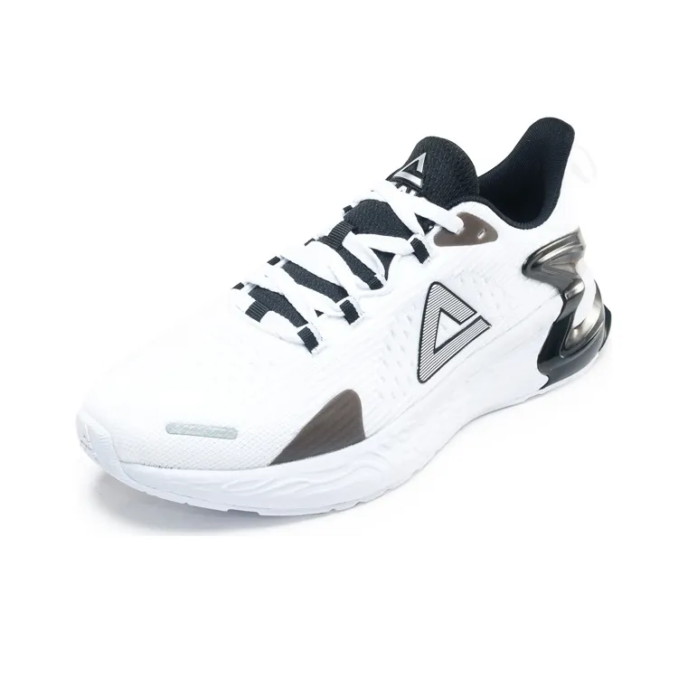 PEAK Porcelain Shadow Cushioning, Slip Resistant, And Abrasion Resistant Low Top Running Shoes Men's White Black-2