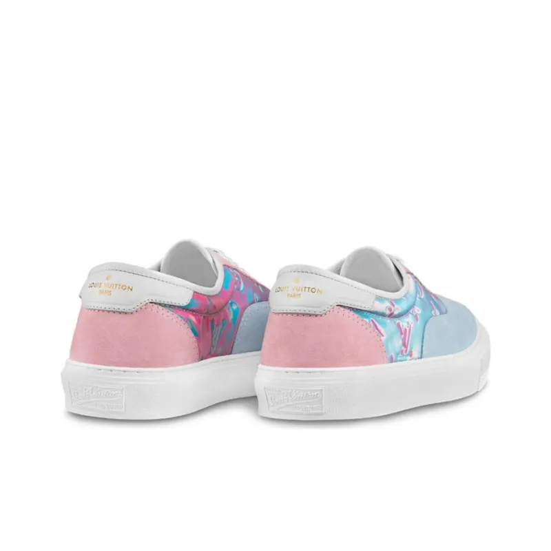 LOUIS VUITTON Trocadero Low Top Stylish Skateboarding Shoes Men's Blue Pink-4