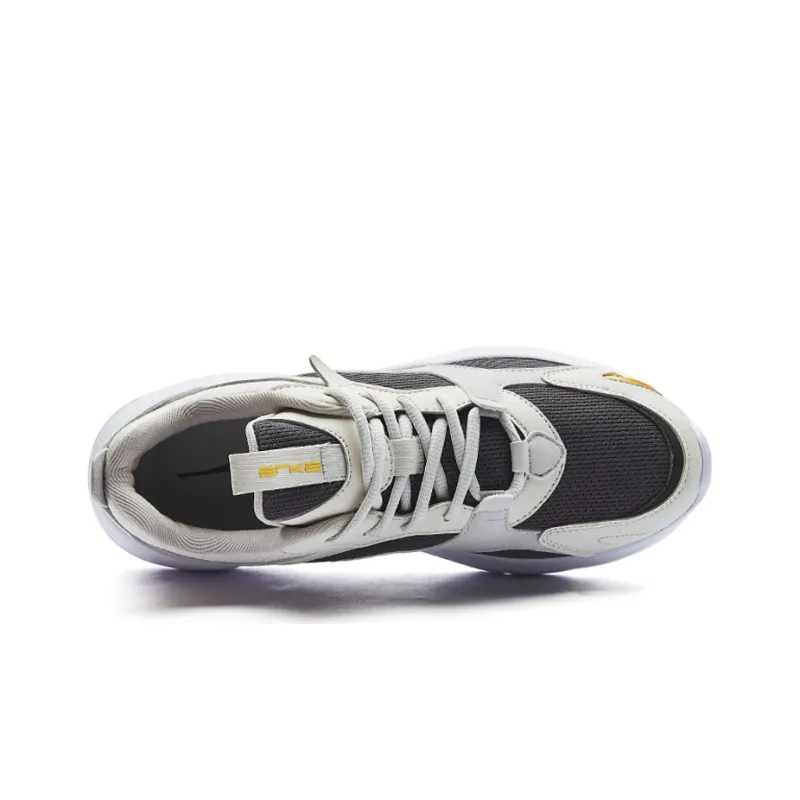Erke Shock Absorbers With Slip Resistant And Abrasion Resistant Properties Low Top Running Shoes Men's Gray Yellow-2