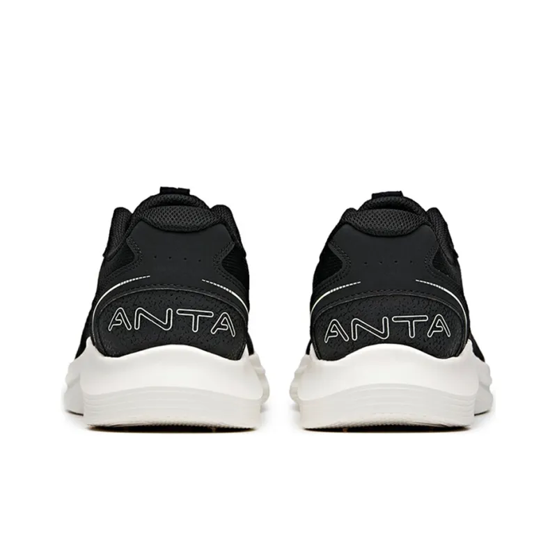 Anta Breathable Wear-Resistant Slip-Resistant Low-Top Running Shoes Men's Black White Flying Woven Casual-3