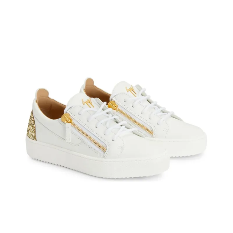 Giuseppe Zanotti/GZ Gail Low-Top Stylish Skateboarding Shoes Women's White Gold-2