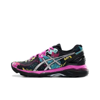Asics Gel Kayano 23 Durable Breathable Low Top Running Shoes Women's Black Silver Pink