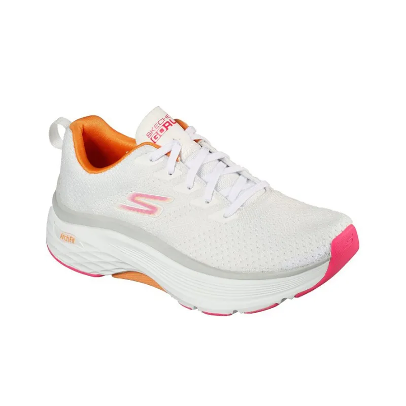 Skechers Max Cushioning Arch Fit Low-Top Casual Shoes Women's White Orange-2