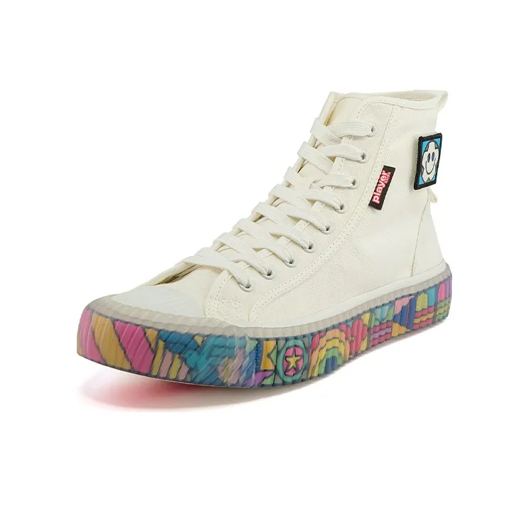 Craig&Karl x Kappa Anti Slip Wear Resistant High Top Canvas Shoes Unisex Ecru Rainbow-1