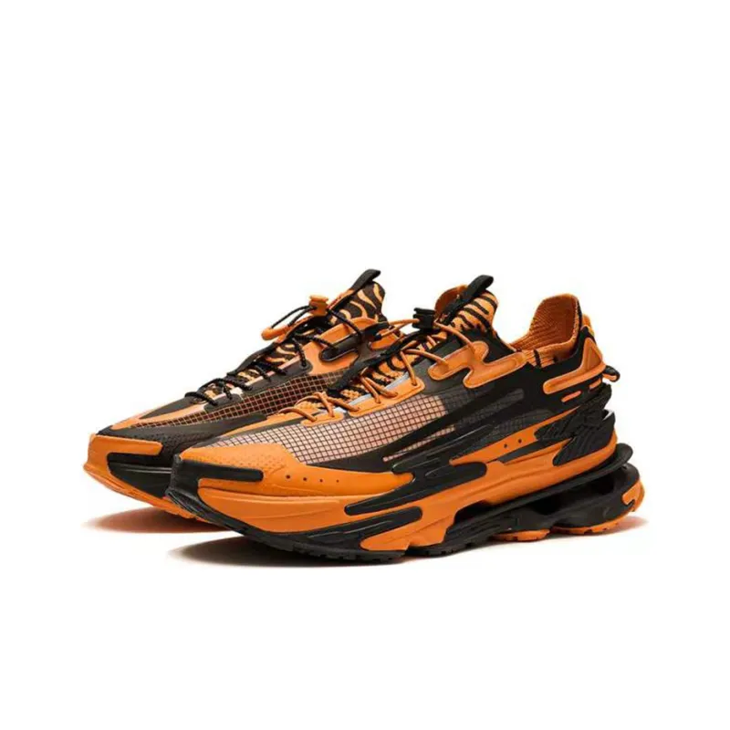 LiNing CF Tracing Hiking Cushioning, Slip Resistant, And Abrasion Resistant Low Top Casual Shoes Men's Black Orange-2