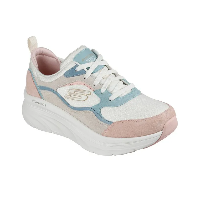 Skechers D'lux Walker Cushioning, Slip Resistant, And Abrasion Resistant Low Top Casual Shoes Women's Blue Pink White-2