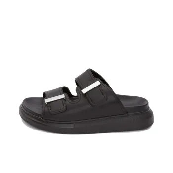 Alexander McQueen Hybrid Buckled Rubber Sandals Black Silver Women's