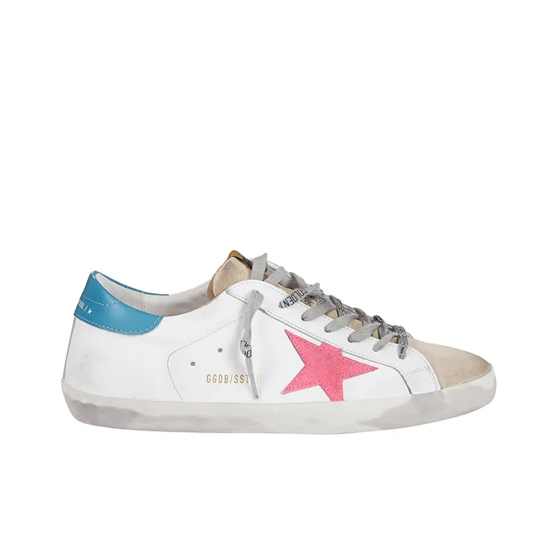 Golden Goose Skateboard Shoes Men's White Blue Pink-1