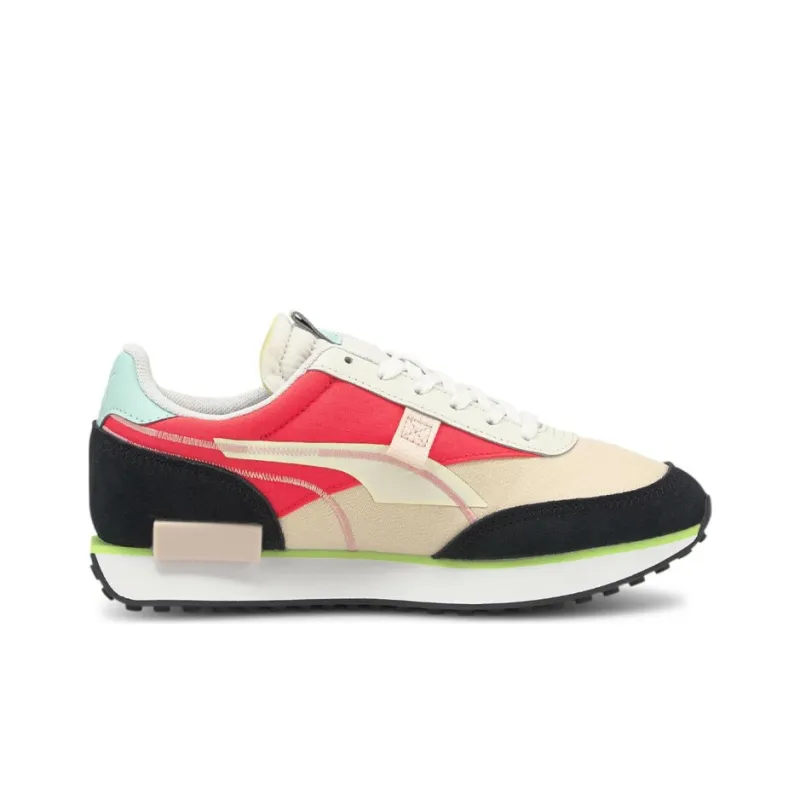 PUMA Unisex Future Rider Twofold Sd Running Shoes White/Black/Red-1