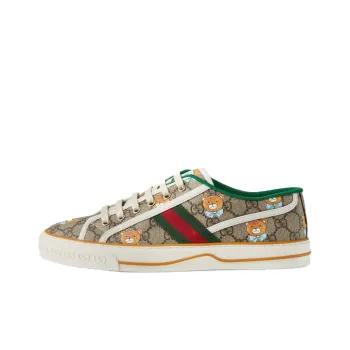 Kai x GUCCI Tennis 1977 Low Top Stylish Skateboarding Shoes Men's Brown