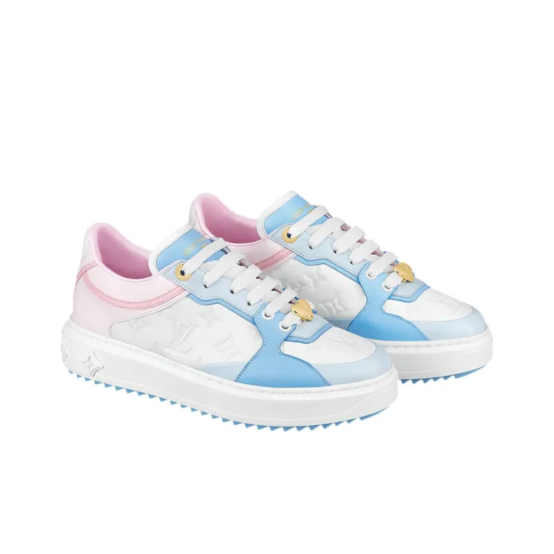 LOUIS VUITTON Time Out Sneakers 'White Monogram With Blue Pink' Women's-2
