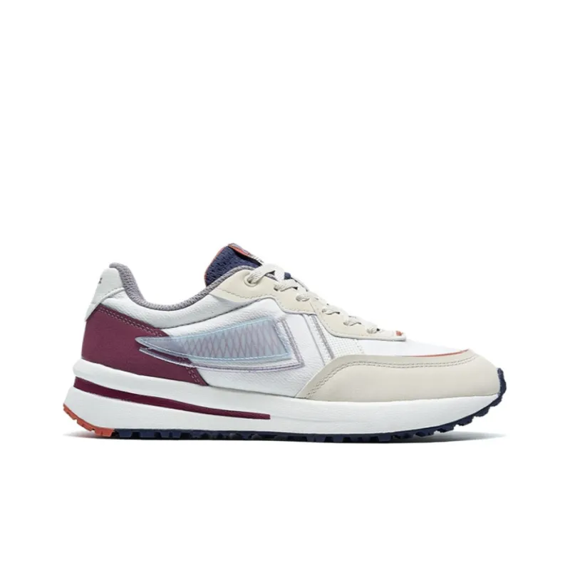XTEP Cushioned Slip Resistant Breathable Low Top Running Shoes Women's Beige Red-1
