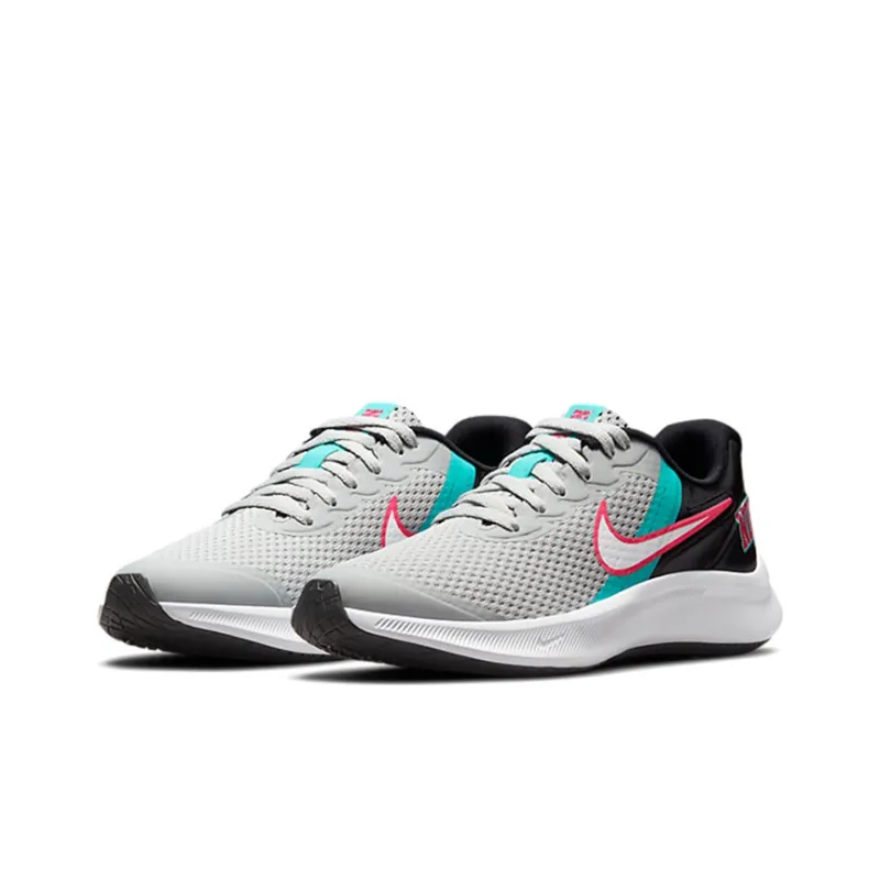 Nike Star Runner 3 Cushioning Anti Slip Wear Resistant Breathability Low Top Running Shoes GS Gray Black Pink-2