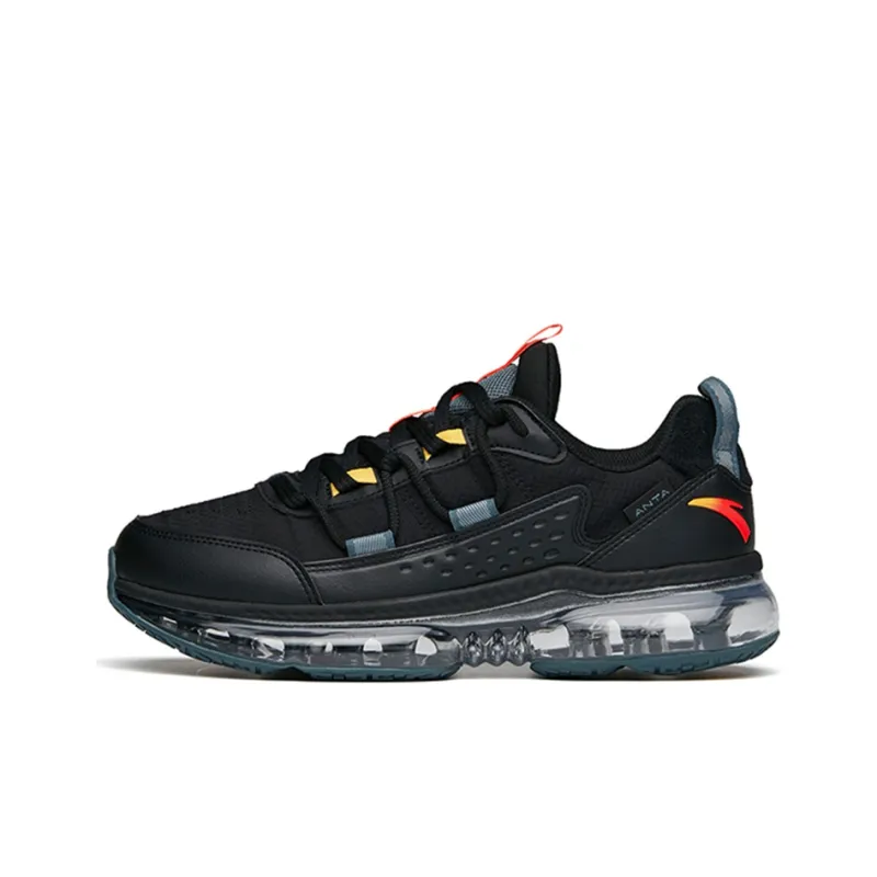 Anta Cushioning Lightweight Wear-Resistant Slip-Resistant Low-Top Running Shoes Men's Black-0