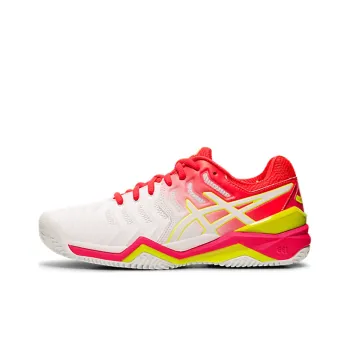 Asics Gel-Resolution 7 Wear-Resistant Low-Top Running Shoes Women's White Red Yellow