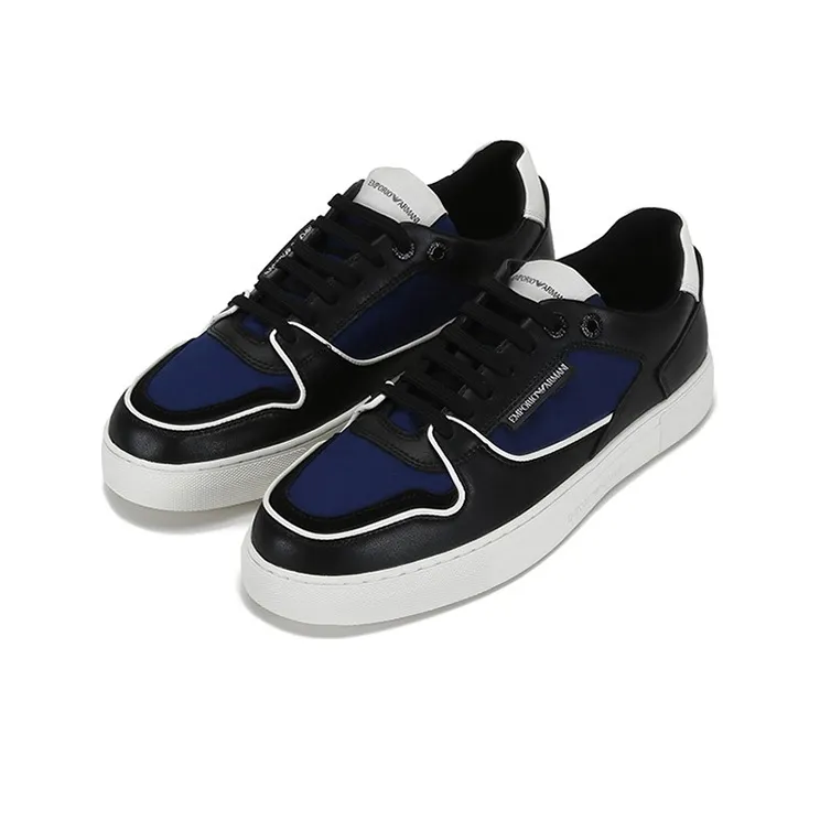 EMPORIO ARMANI Low Top Stylish Skateboarding Shoes Unisex Black Blue-2