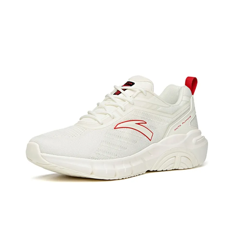 Anta Running Collection Cushioning Anti Slip Wear Resistant Breathability Low Top Running Shoes Men's White Red-2