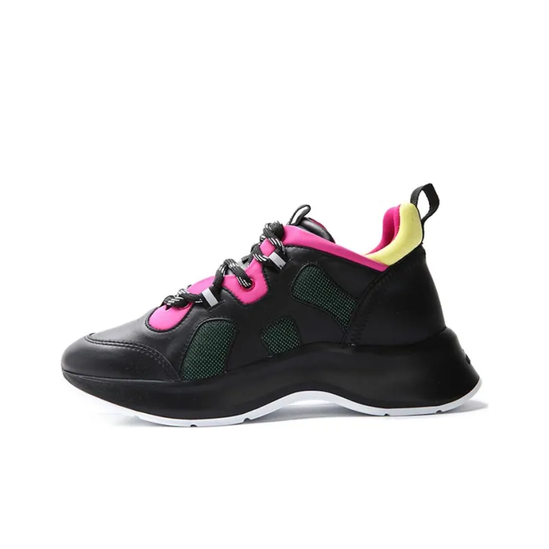 HOGAN Wear-Resistant Low-Top Sports Casual Shoes Women's Black Pink-0