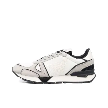 EMPORIO ARMANI Cushioning, Slip Resistant, And Abrasion Resistant Low Top Casual Shoes Men's White Gray