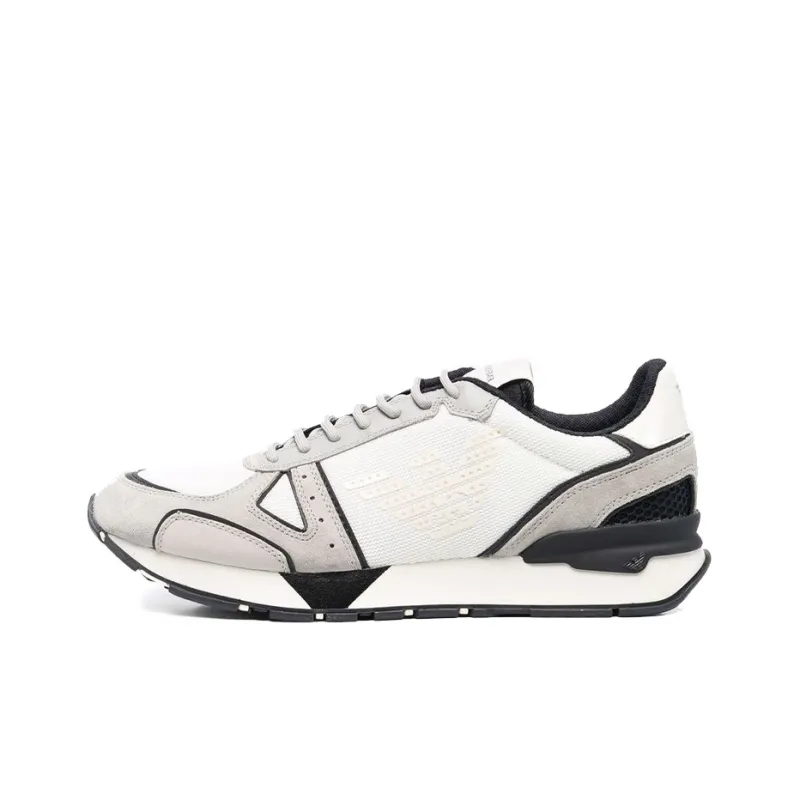 EMPORIO ARMANI Cushioning, Slip Resistant, And Abrasion Resistant Low Top Casual Shoes Men's White Gray-0