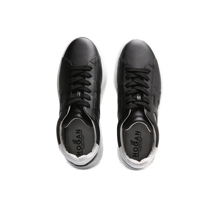 HOGAN Rebel Cushioning, Slip Resistant, And Abrasion Resistant Low Top Athletic Shoes Women's Black-4
