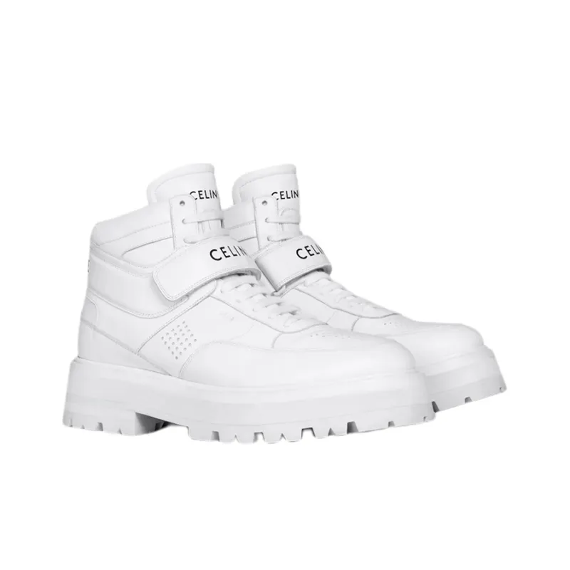 CELINE High Top Stylish Skateboarding Shoes Men's White-2