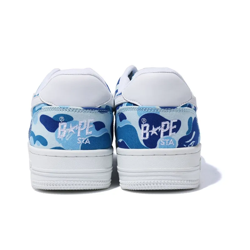 A BATHING APE ABC Camo Bape Sta Low Low Top Stylish Skateboarding Shoes Men's Blue-4