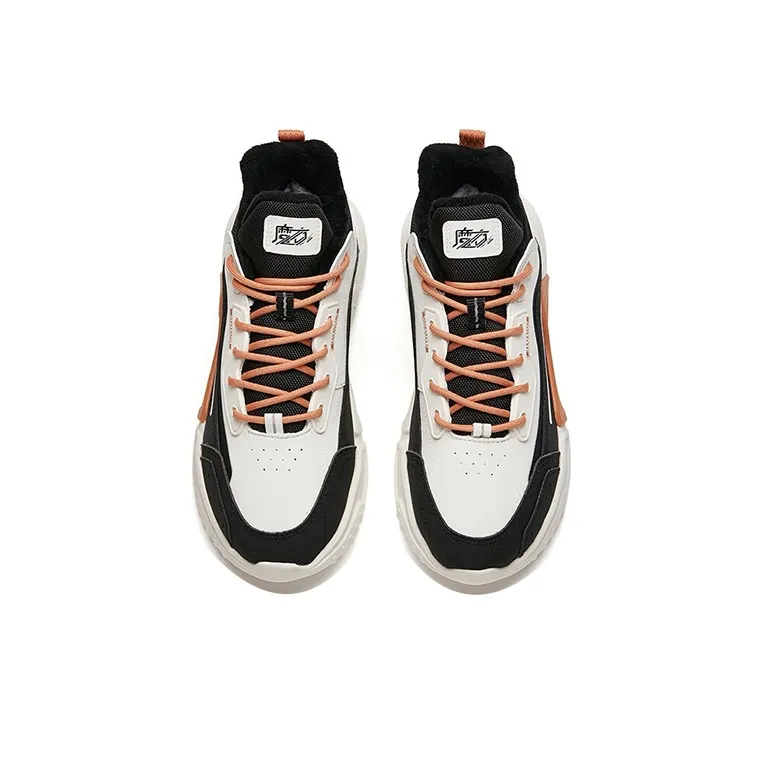 ANTA Leather Fleeced Running Shoes 'White Orange Black' Women's-2