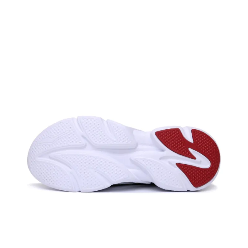Erke Cushioning Anti Slip Wear Resistant Breathability Low Top Running Shoes Men's White Red-4