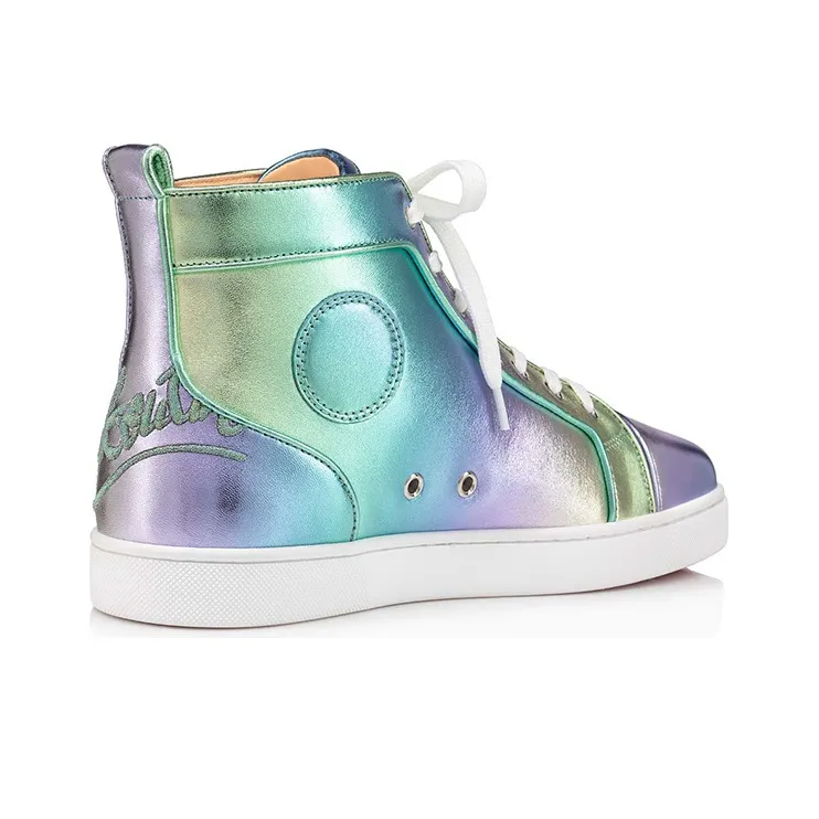 Christian Louboutin Skateboard Shoes Men High Top Fluorescent Purple-2