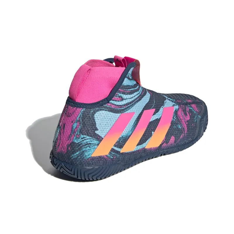 Adidas Stycon Laceless Hardcourt Cushioning Anti-Slip And Wear-Resistant Mid-Top Tennis Shoes Men's Marine Blue-3