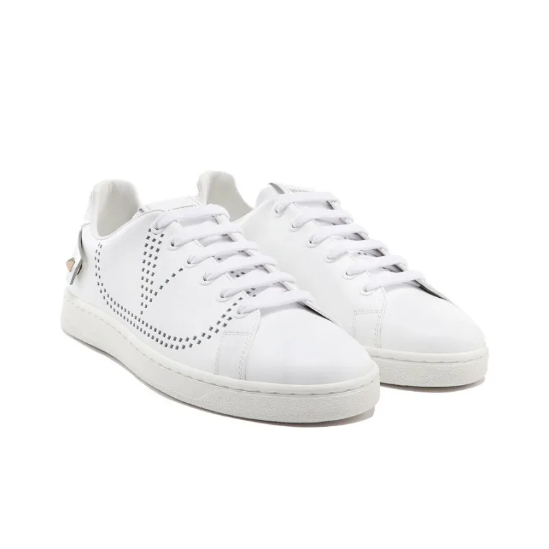 Valentino Garavani Low Top Skateboard Shoes Women's White Silver-2