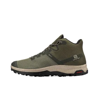 SALOMON Cushioning Anti-Slip And Wear-Resistant Mid-Top Running Shoes Men's Dark Olive Green