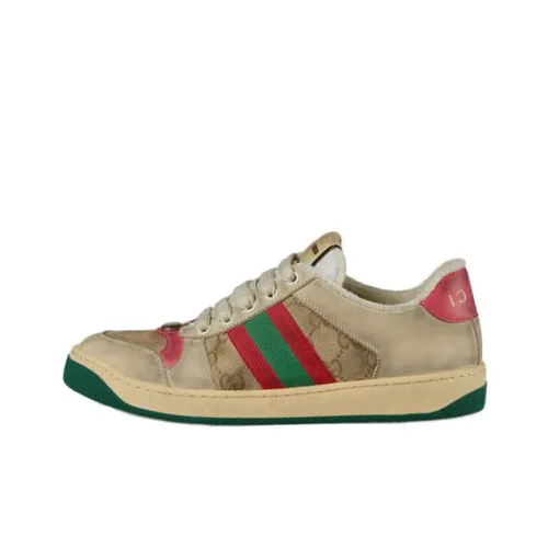 GUCCI Screener Skateboard Shoes Men Low-Top Ebony/Red/Green