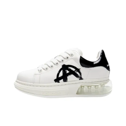 Acupuncture Casual Shoes Unisex Low-Top White With Black