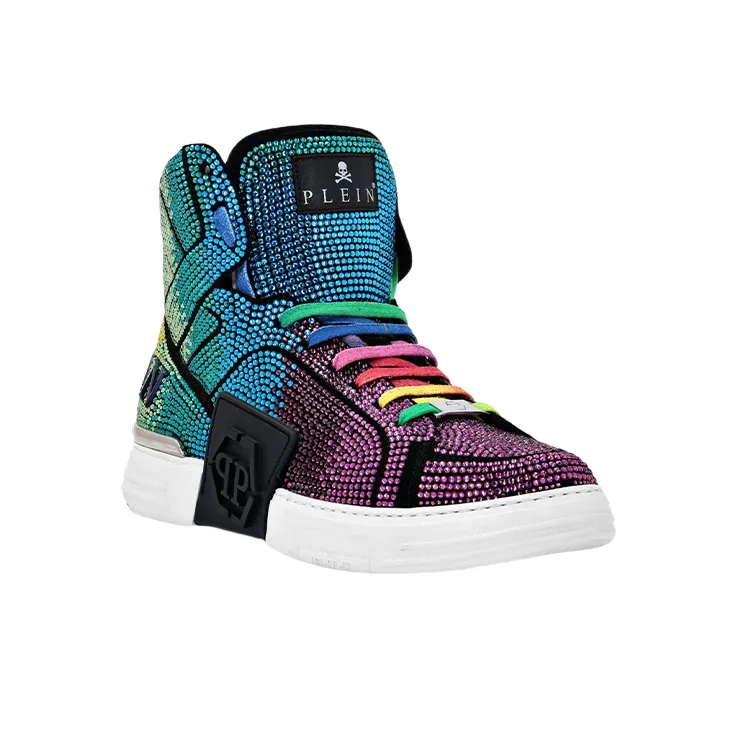 PHILIPP PLEIN Skateboard Shoes Women's High-Top Blue/Purple-2