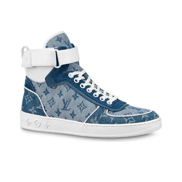LOUIS VUITTON Lv Boombox Monogram High Top Sneakers Denim Blue Women's-1