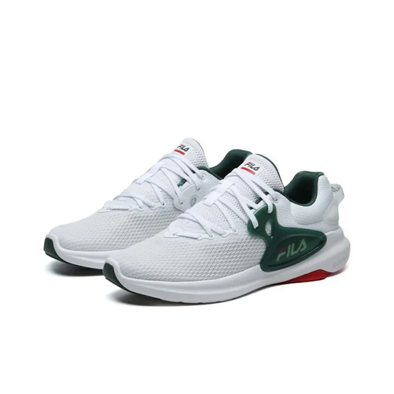 FILA Athletics Cushioned Wear Resistant Breathable Low Top Running Shoes Men's White Green-1