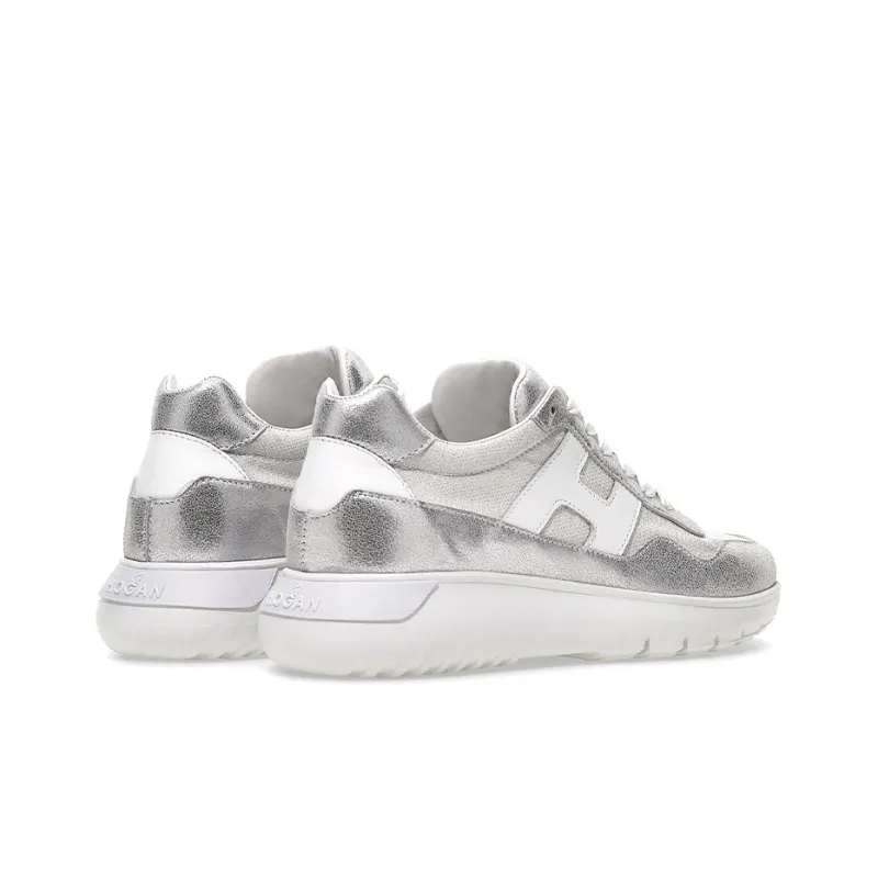 HOGAN Interactive³ Cushioning Anti-Slip And Wear-Resistant Low-Top Casual Shoes Women's Silver White-3