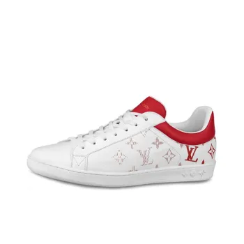 LOUIS VUITTON Luxembourg Monogram Low Top Stylish Skateboarding Shoes Men's White Red