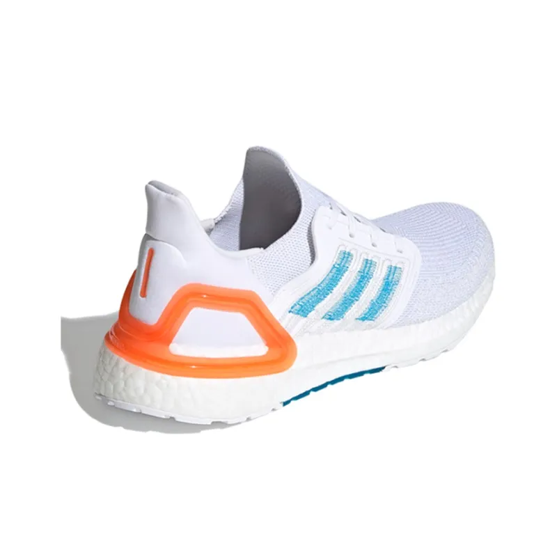 Adidas Ultra Boost 20 White Sharp Blue True Orange-3