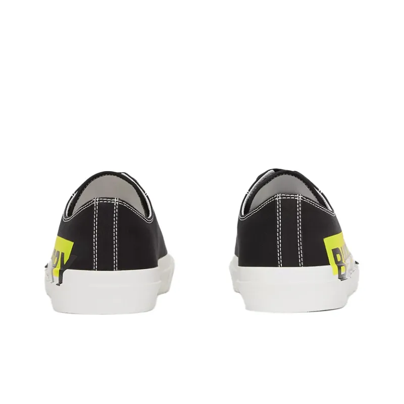 Burberry Low Top Stylish Skateboarding Shoes Women's Black Yellow-4