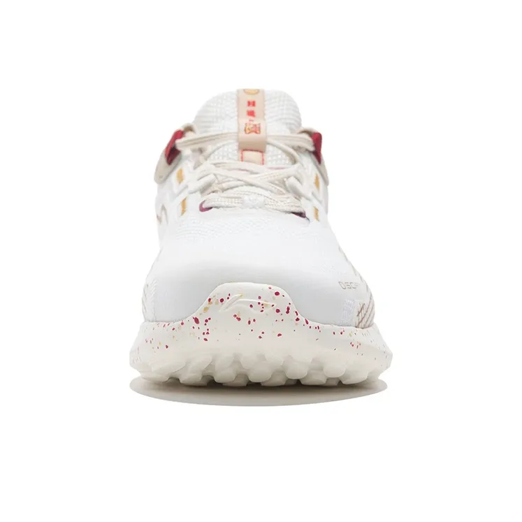 LiNing Soft Element Cushioning Anti Slip And Wear Resistant Low Top Sports Casual Shoes White Gold Red-4